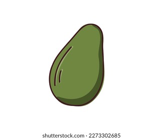 Avocado,  doodle vector illustration isolated on white background
