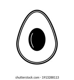 AVOCADO drawing. Black icon isolated on white background.
. Healthy food, tropical fruit. Flat cartoon vector Illustration.
