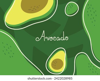 Avocado drawing, Fruit hand drawn, vector illustration.