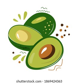Dibujo de AVOCADO. Icono de fruta aislado en fondo blanco.
... Alimentos saludables, fruta tropical. Vector plano de dibujos animados Ilustración.