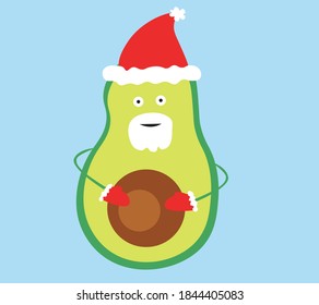 Avocado dressed as Santa Claus