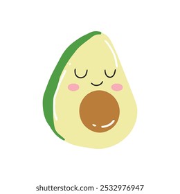 Emoticon de aguacate. Diseño de personaje de dibujos animados de aguacate de fruta kawaii