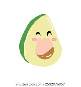 Emoticon de aguacate. Diseño de personaje de dibujos animados de aguacate de fruta kawaii