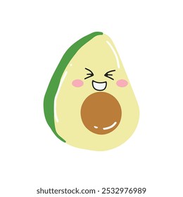 Emoticon de aguacate. Diseño de personaje de dibujos animados de aguacate de fruta kawaii