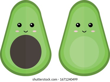 Avocado mit Augen, zwei Hälften des Avocado, eps10 Vektorillustration, Illustration