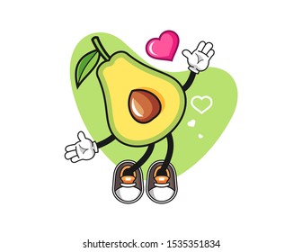 Avocado fall in love mascot design vector. Cartoon character illustration for business, t shirt, sticker.