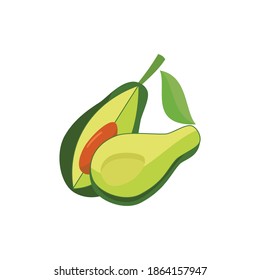 Avocado Flat color Design Fruit Illustration Sign