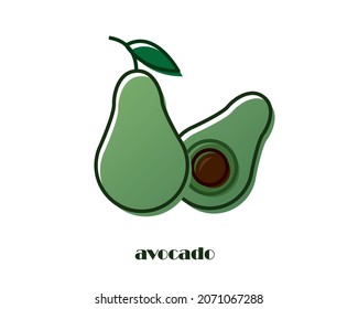 Icono de la fruta del diseño plano de aguacate. Logotipo de alimentos para la salud.
