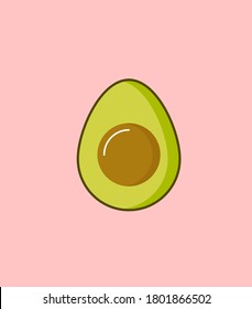 Avocado flat design illustration with pink background
