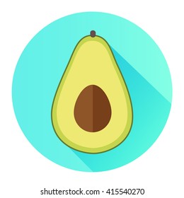 avocado flat design isolated on a circle with shadow
