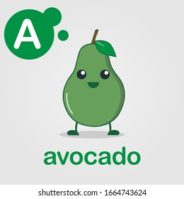 avocado flat fun cute fruit and vegetable character for kids children education and kindergarten