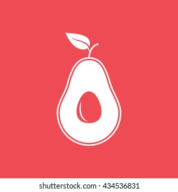 Avocado Flat Icon On Red Background