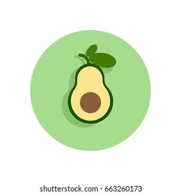 Avocado flat icon. Round colorful button, circular vector sign, logo illustration. Flat style design