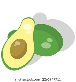 avocado flat illustration. there are two avocados that are still intact and already open