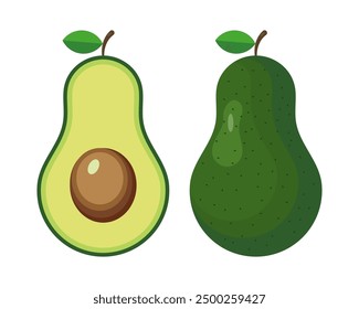 Avocado. Flache Vektorgrafik von Avocado auf weißem Hintergrund