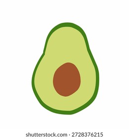 Aguacate en estilo de Vector plano para la ilustración de alimentos saludables. Ideal para contenido de nutrición, marca vegana, menús, empaques, imágenes de bienestar y uso digital.