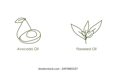 avocado and flaxseed oil icon vector illustration 