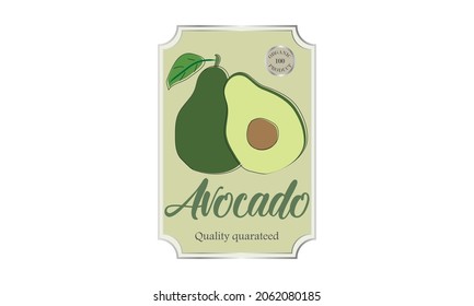 Avocado food emblem, label. Bioproduct packaging. Natural product.