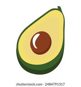 Avocado food icon. Avocado fruit whole and half isolated on white background. Summer tropical fruits for healthy lifestyle. Vector illustration in flat style