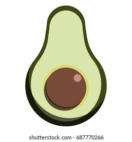 Avocado fresh fruit icon, vector illustration flat style design isolated on white. Colorful graphics