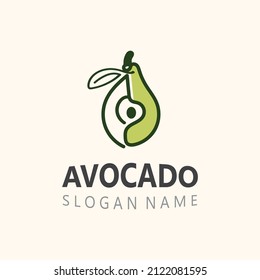 Plantilla de ilustraciones creativas del logotipo de la fruta fresca aguacate