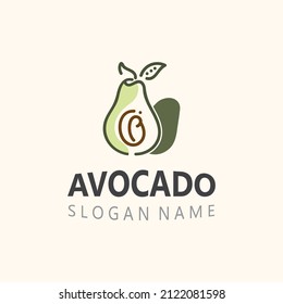 Avocado fresh fruit logo design creative ilustration template