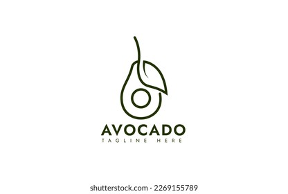 Avocado Fresh Fruit Logo Template. Avocado Half With Leaf Vector Design. Health Food Logotype
