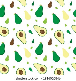 Avocado fresh fruit seamless abstract pattern on white background vector design