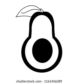 Avocado fresh vegetable in black and white