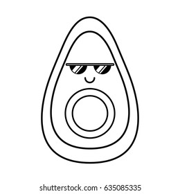 avocado fresh vegetable kawaii character