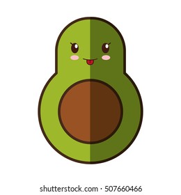 avocado fresh vegetable kawaii style isolated icon vector illustration design
