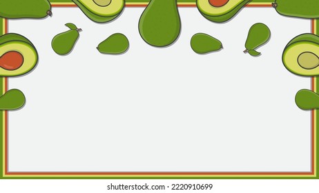 Avocado Fruit Background Design Template. Avocado Cartoon Vector Illustration. Avocado Fruit