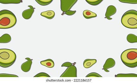 Avocado Fruit Background Design Template. Avocado Cartoon Vector Illustration. Nature