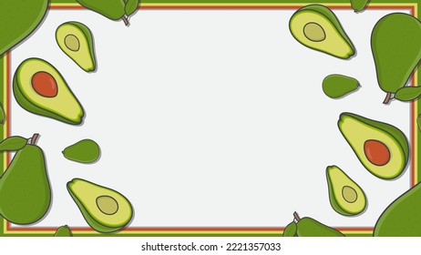 Avocado Fruit Background Design Template. Avocado Cartoon Vector Illustration