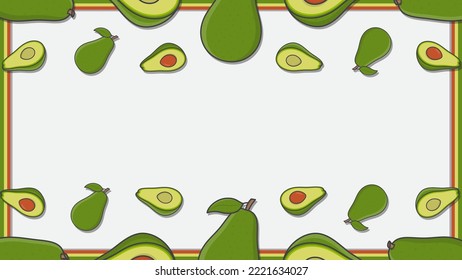 Avocado Fruit Background Design Template. Avocado Cartoon Vector Illustration. Avocado 