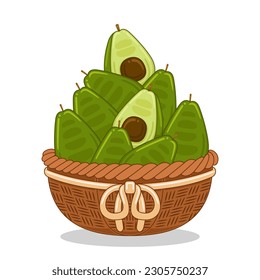 fruto de aguacate en ilustración vectorial de cesta