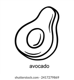 Avocado Fruit - Black Outline Blank Fill Vector Design Illustration 