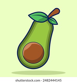 Avocado Frucht Cartoon Icon Konzept. Avocado isoliert auf Hintergrund. Sommerfrüchte für einen gesunden Lebensstil. Bio-Obst. Isolated Premium Vektorgrafik Food Object Icon Concept. In: Flat Cartoon Style.