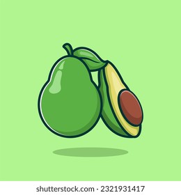 avocado Fruit Cartoon Vector Icon Illustration. Food Nature Icon Concept Isolated Vector.
