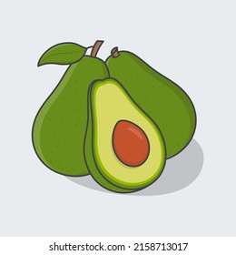 Avocado Fruit Cartoon Vektorgrafik. Fresh Avocado Fruchtfloat Icon Outline