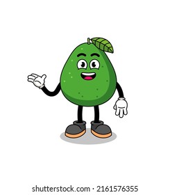 dibujos animados de aguacate frutal con pose de bienvenida , diseño de personajes