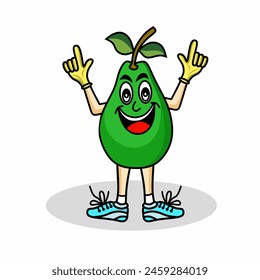 Avocado fruit character illustration vector design in happy style.  Suitable for printing, t-shirt screen printing, etc.