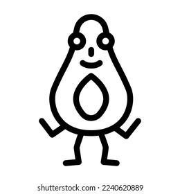avocado fruit character line icon vector. avocado fruit character sign. isolated contour symbol black illustration