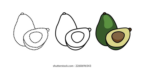 Avocado-Fruchtfarbseiten, Vektordesign 