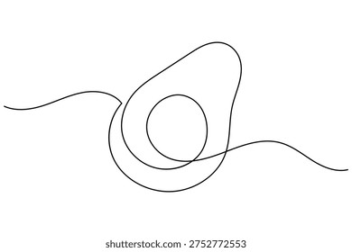 Avocado fruit continuous one line drawing minimalist healthy food icon
