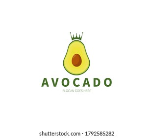 Avocado Fruit with Crown Logo Concept. Vector Design Illustration. Symbol and Icon Vector Template.
