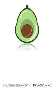 Avocado Frucht geschnitten in halbe Vektorgrafik mit Reflektionsschatten