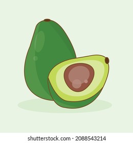 Fruto de aguacate aislado en un fondo verde suave
