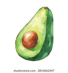 Avocado fruit cut open with brown pit
