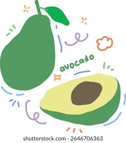 avocado fruit in cute vector style